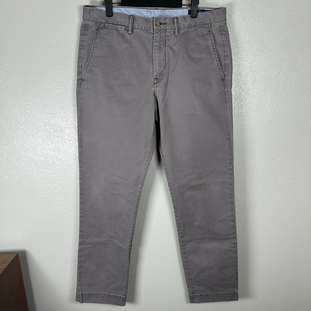 Polo Ralph Lauren Chino Pants Mens 33x32 Stretch‎ Cotton Twill Straight Fit Gray